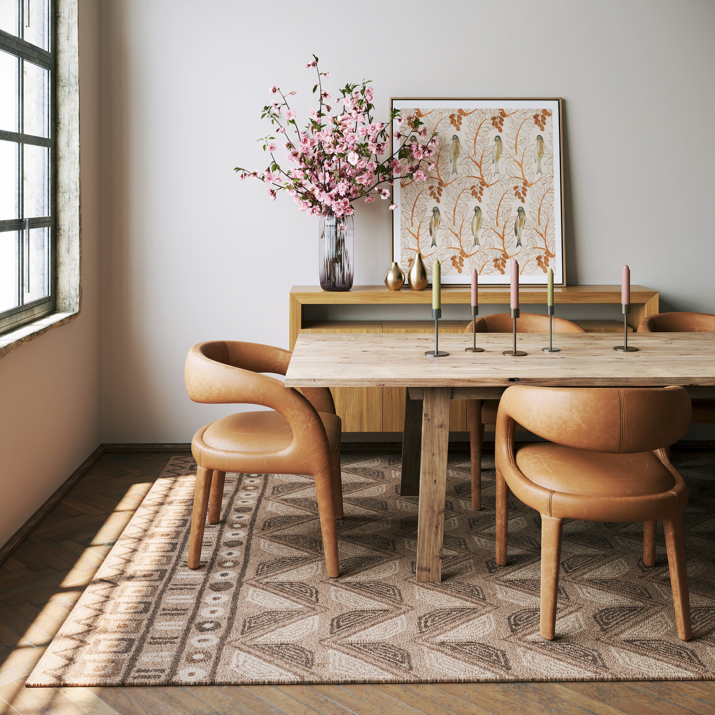 Ooti Geometric Block Wool Rug | Taupe - Image 3