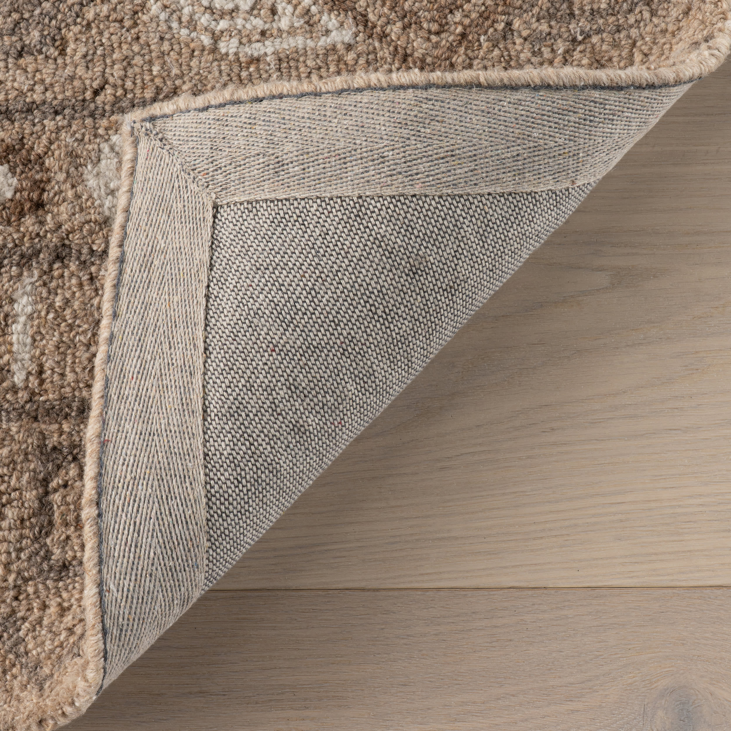 Ooti Geometric Block Wool Rug | Taupe - Image 4