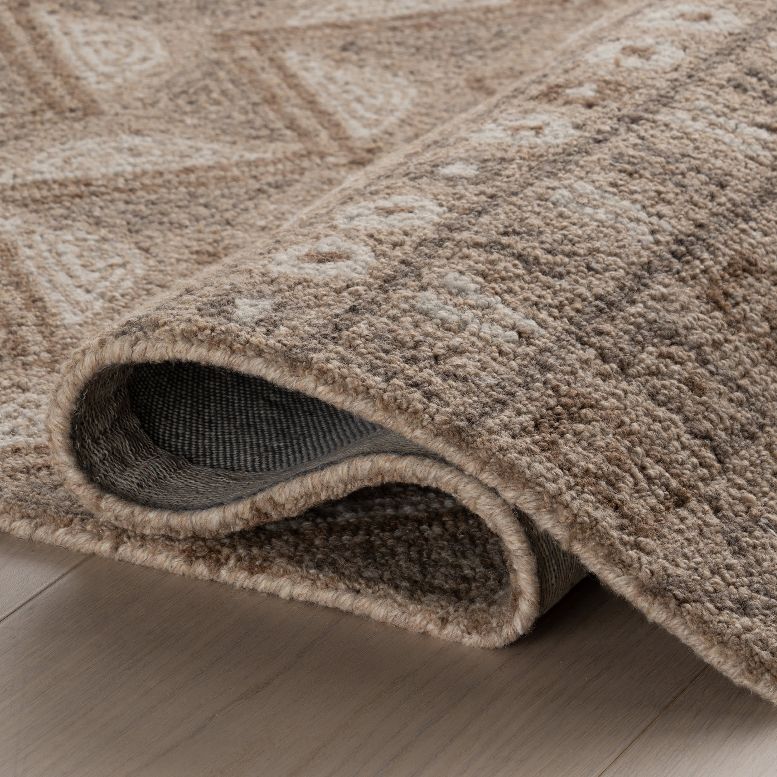 Ooti Geometric Block Wool Rug | Taupe - Image 7