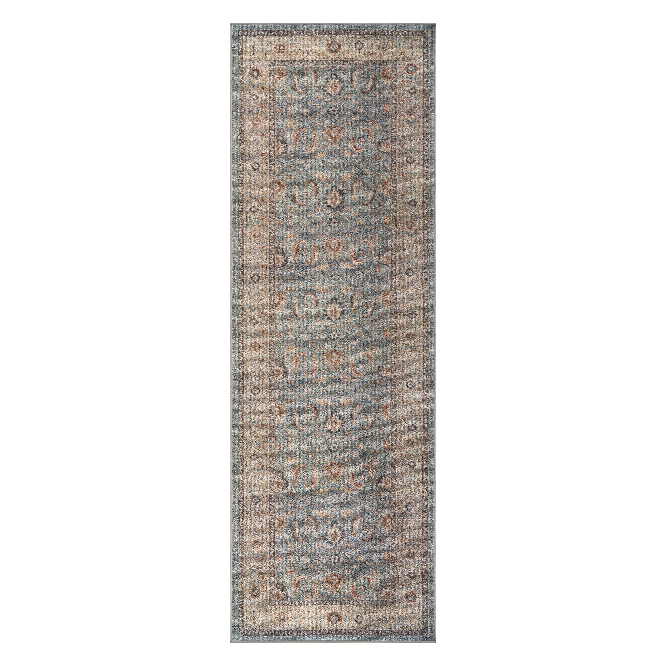 Felisse Traditional Bordered Washable Rug | Blue - Image 2