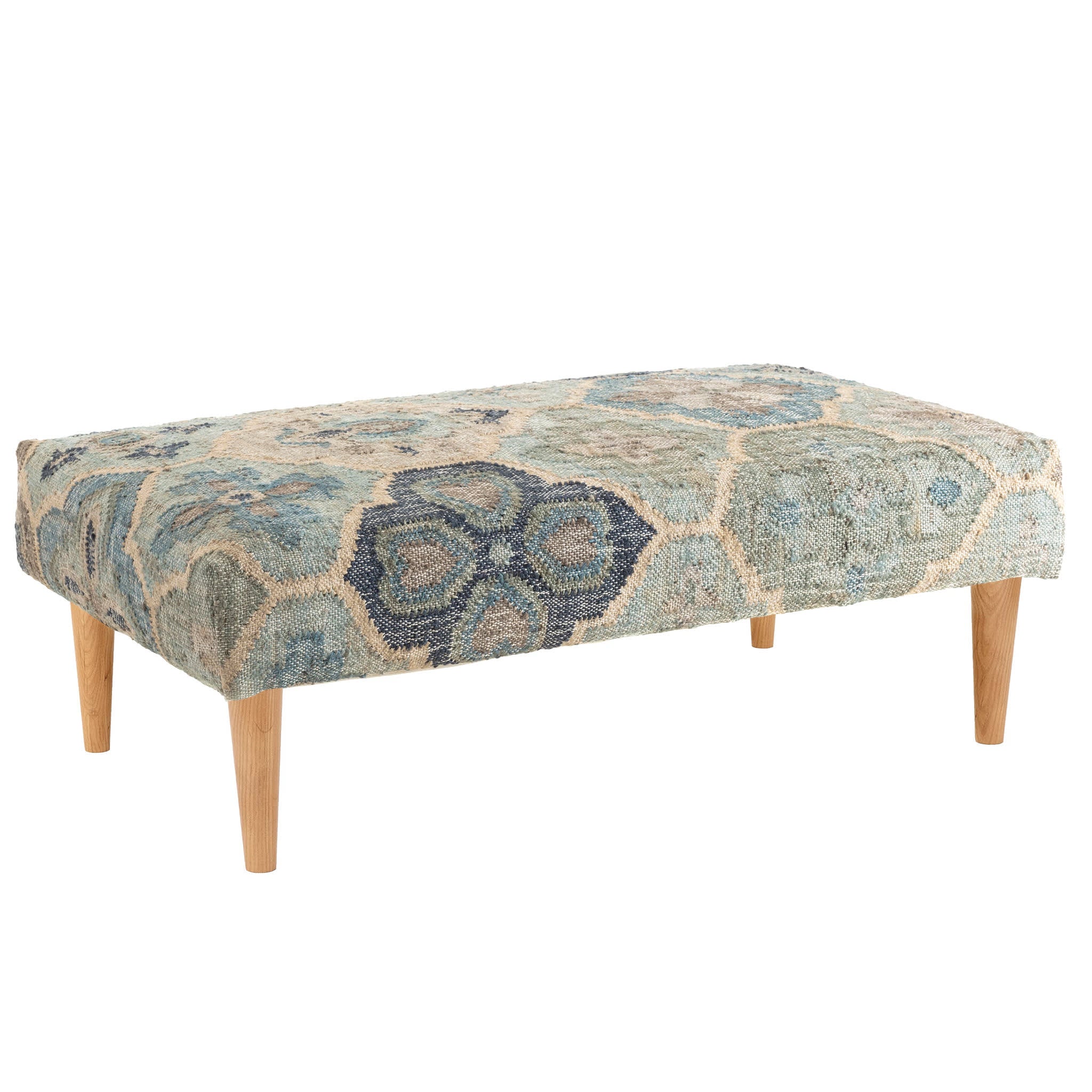 Pali Custom Rug Ottoman | Blue