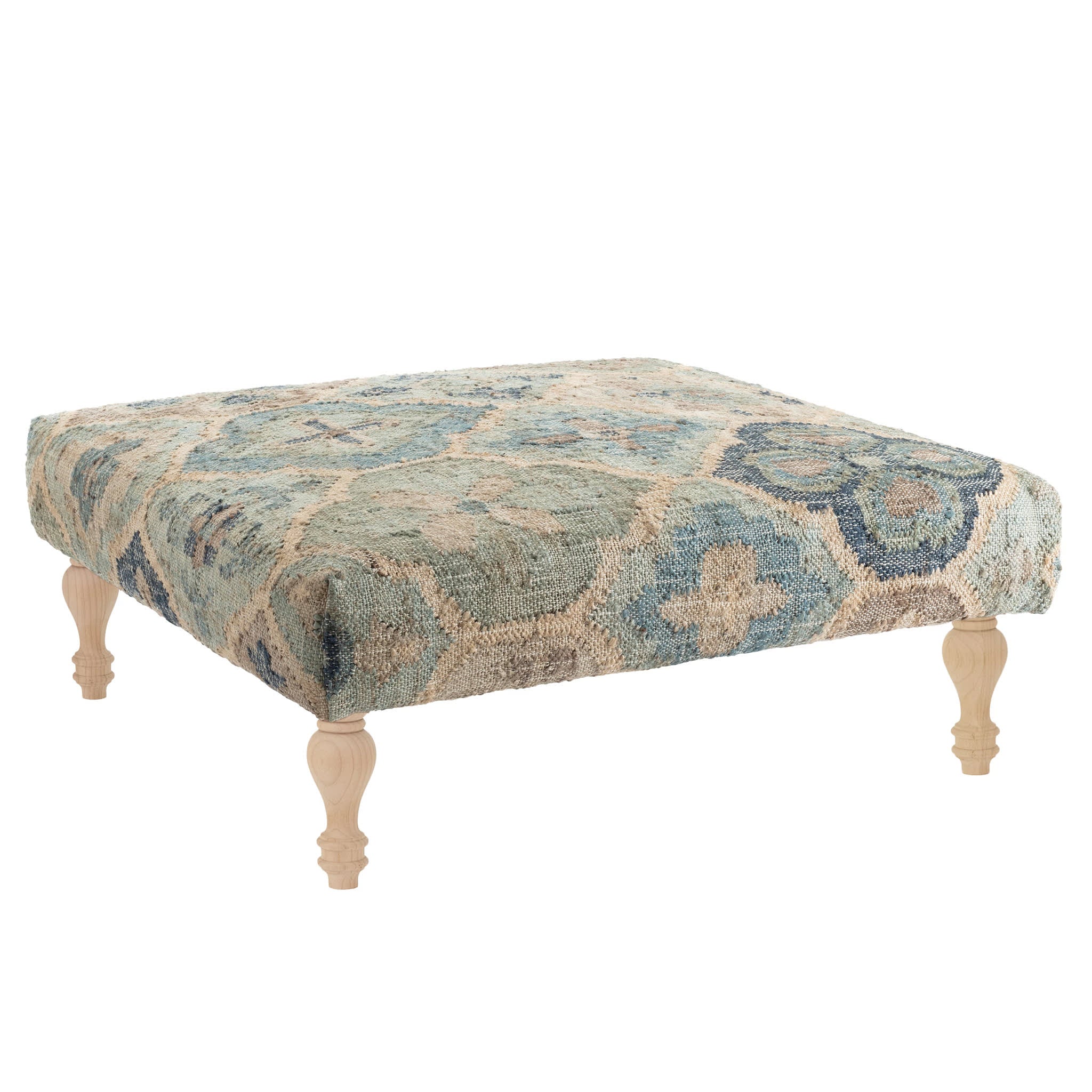 Pali Custom Rug Ottoman | Blue - Image 7
