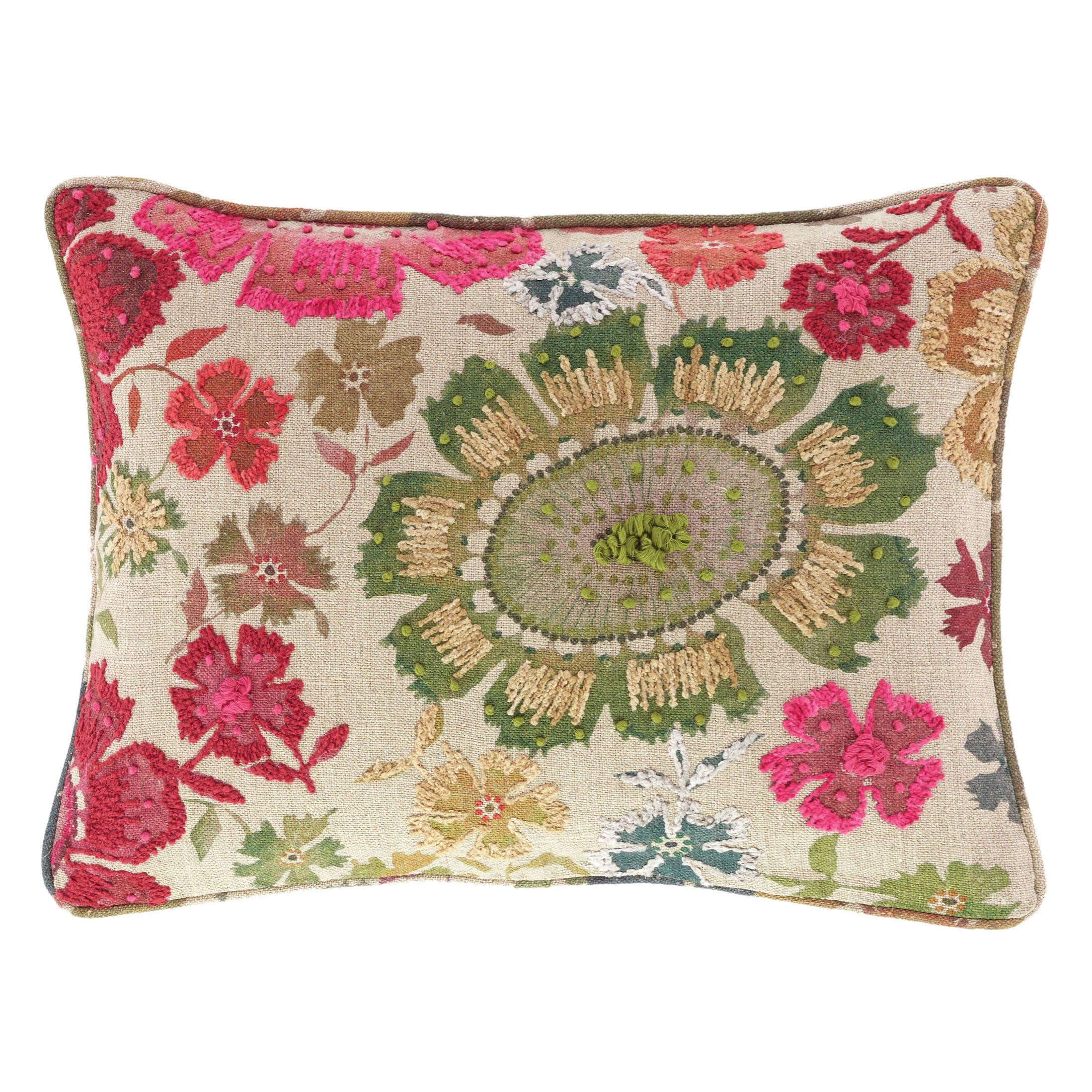Peruvian Floral Embroidered Decorative Pillow Cover | Multi - Image 3