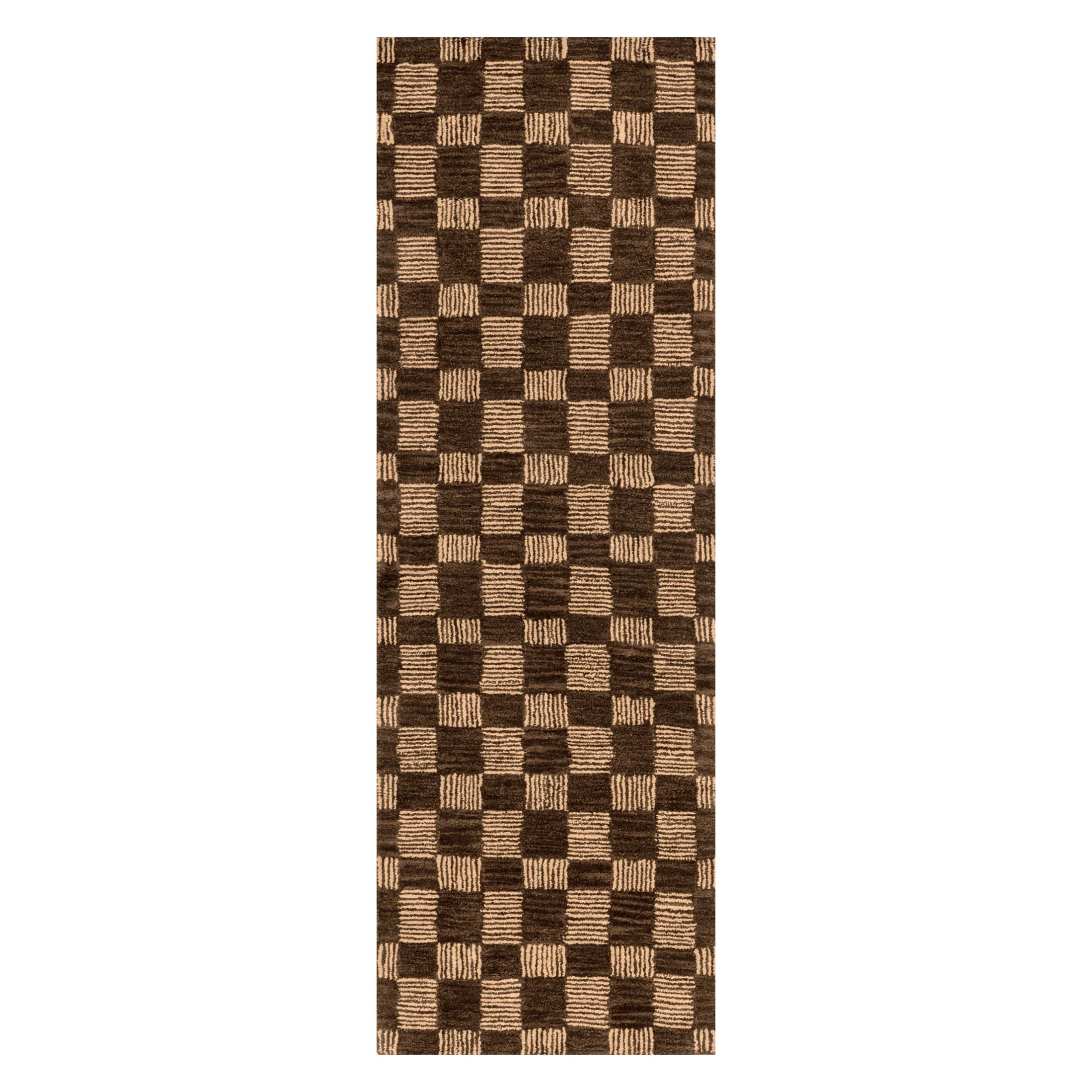 Cedar Checked Hand Tufted Wool Rug | Brown - Image 2