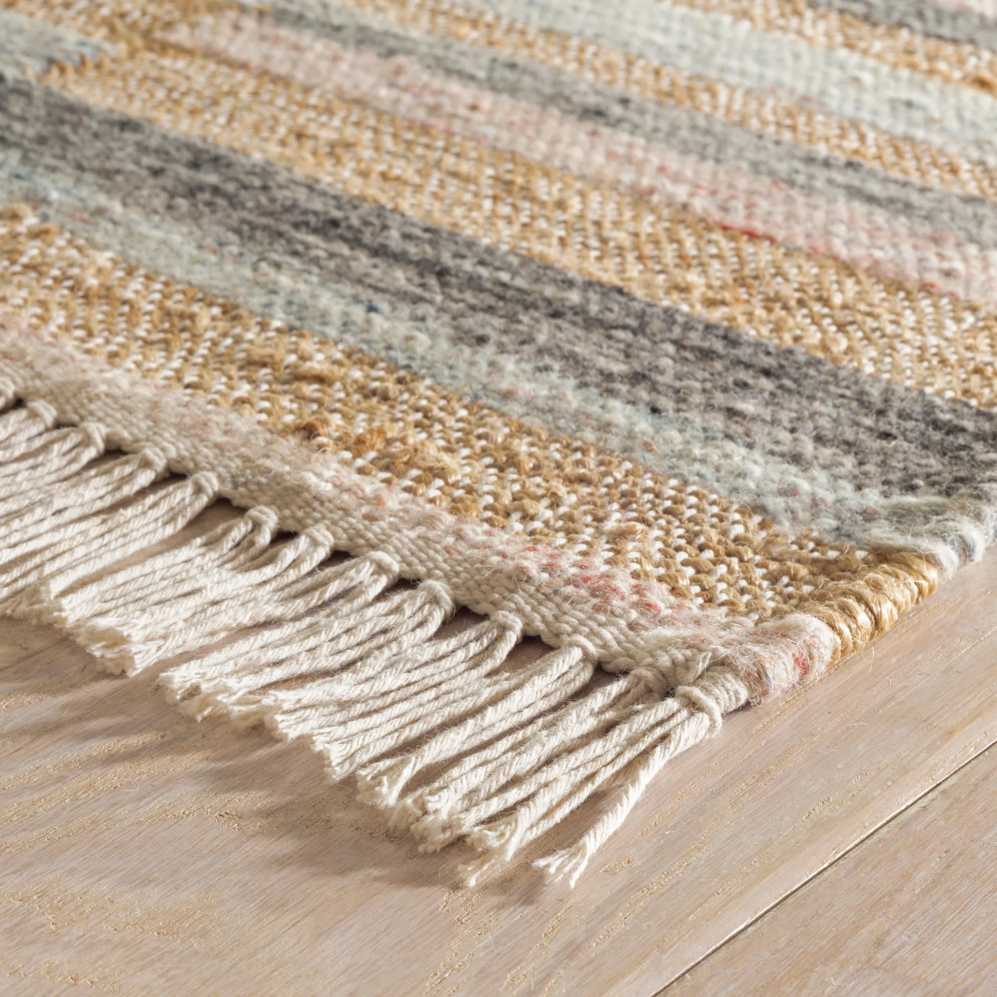 Ravel Stripe Handwoven Wool Rug | Blue - Image 8