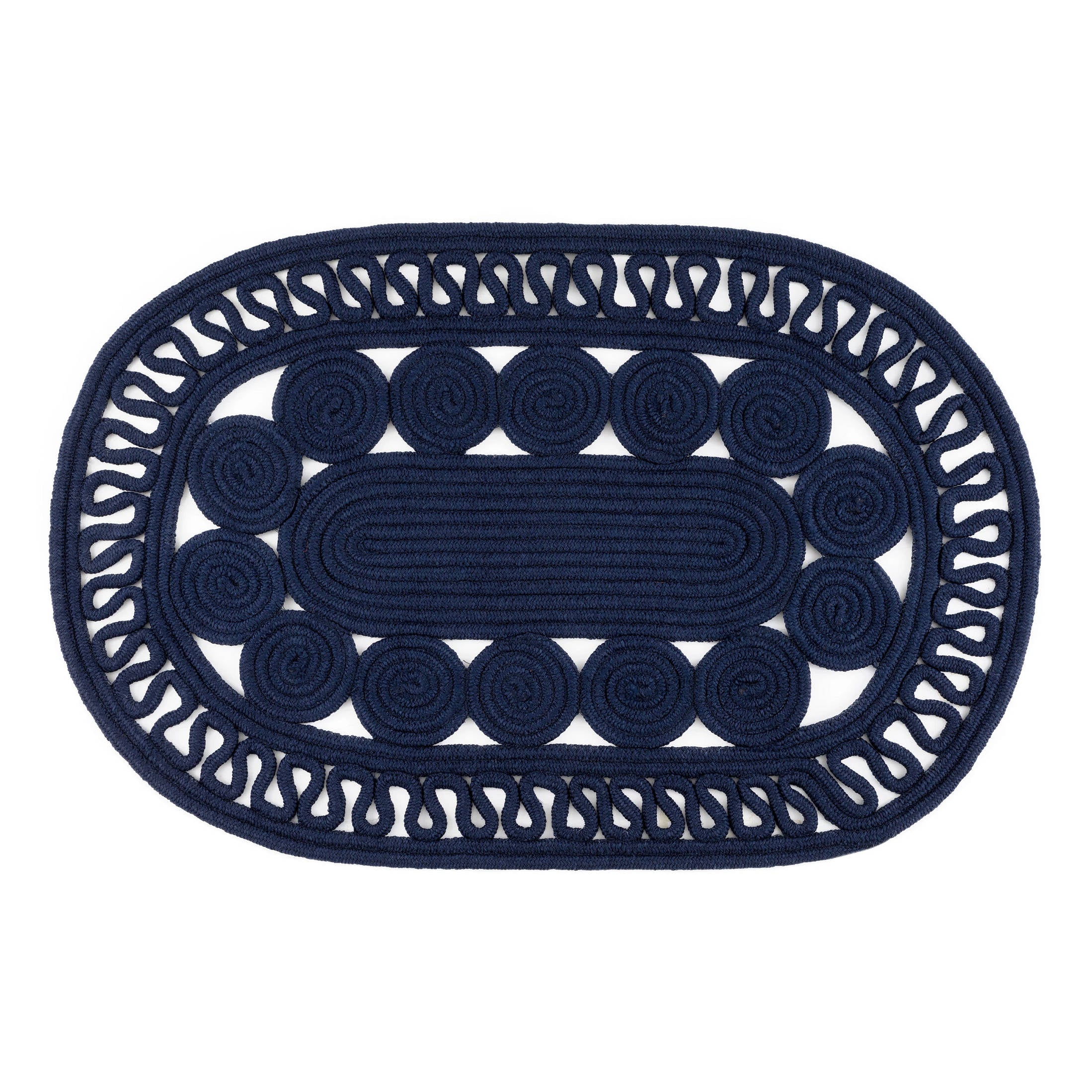 Reef Handwoven Indoor/Outdoor Oval Rug | Navy