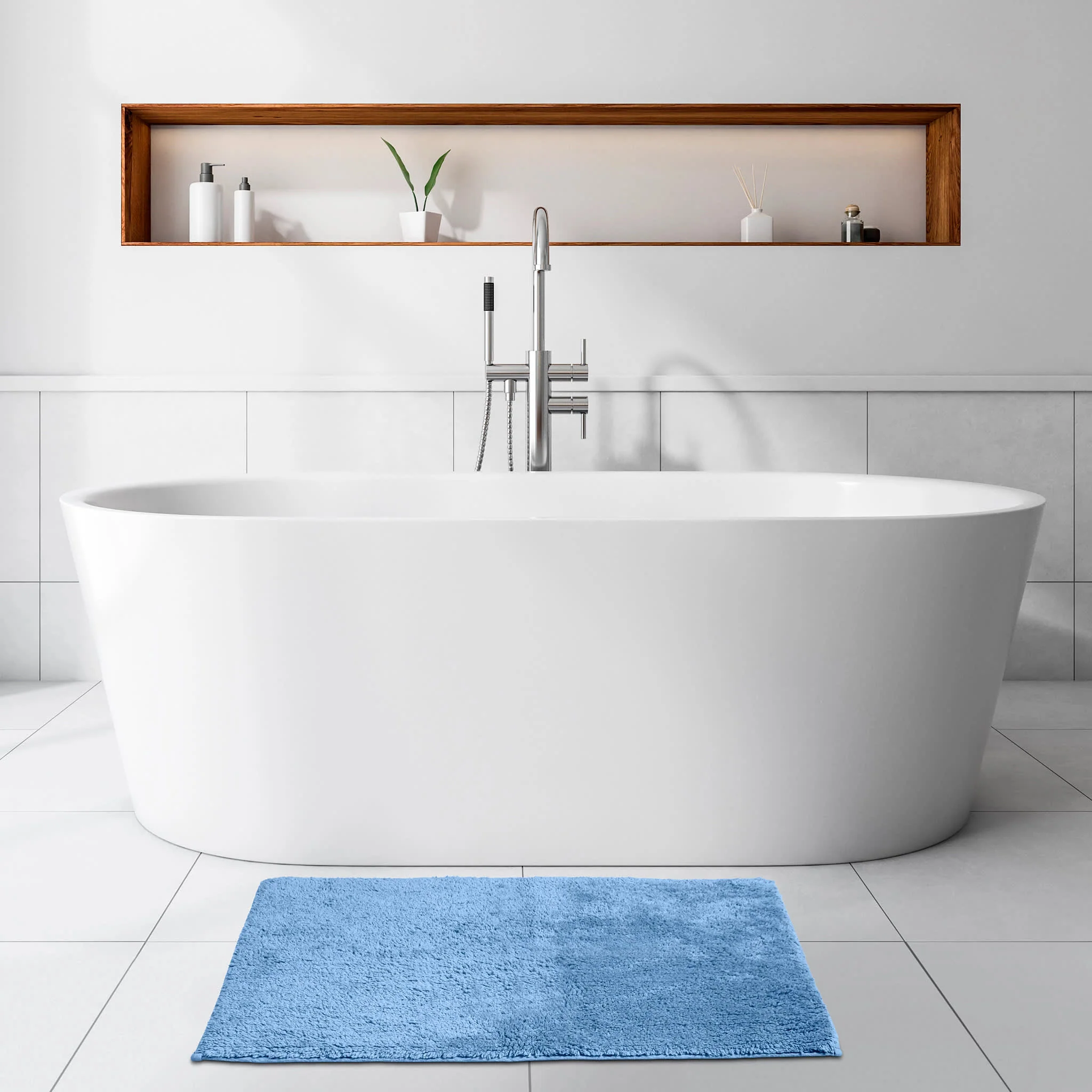 Reversible Solid Bath Rug | Blue - Image 2