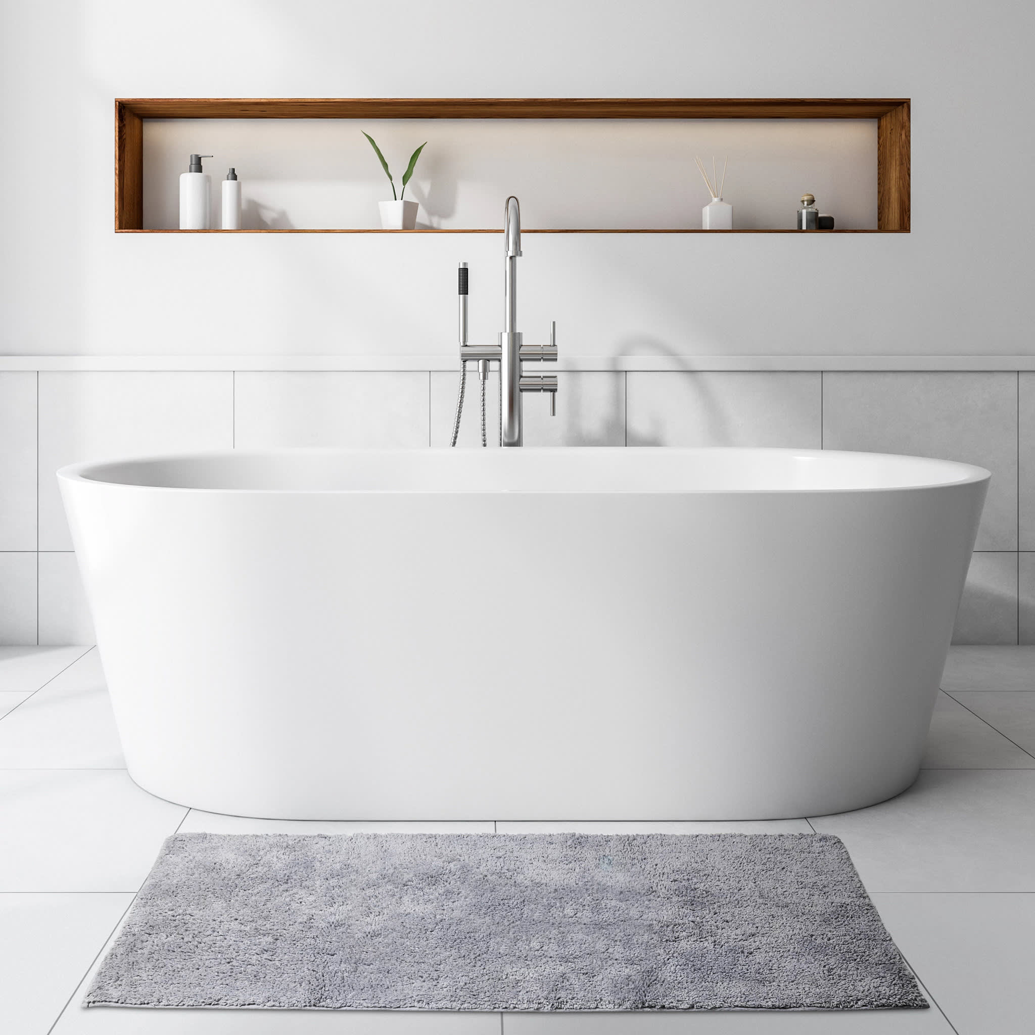Reversible Solid Bath Rug | Grey