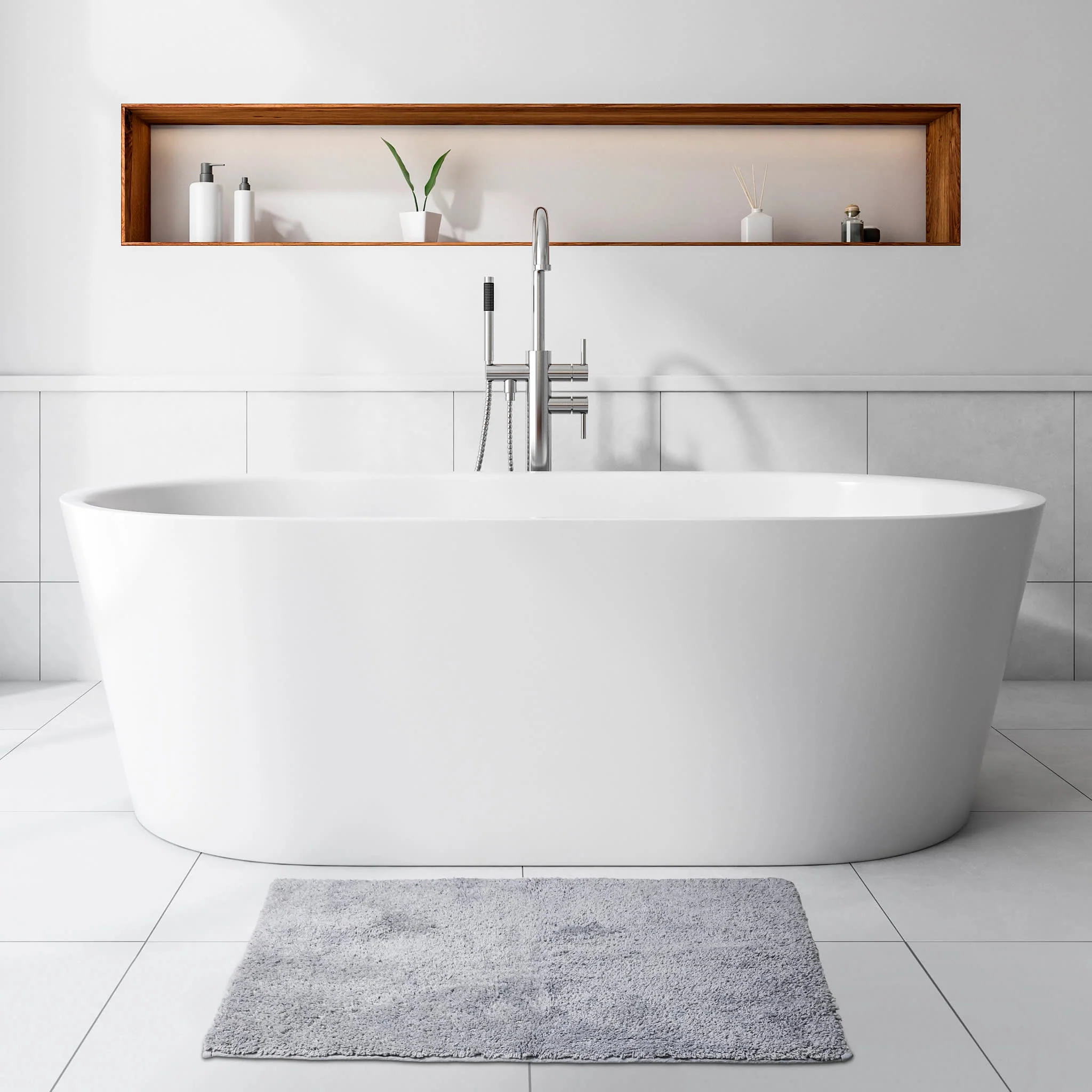 Reversible Solid Bath Rug | Grey - Image 2