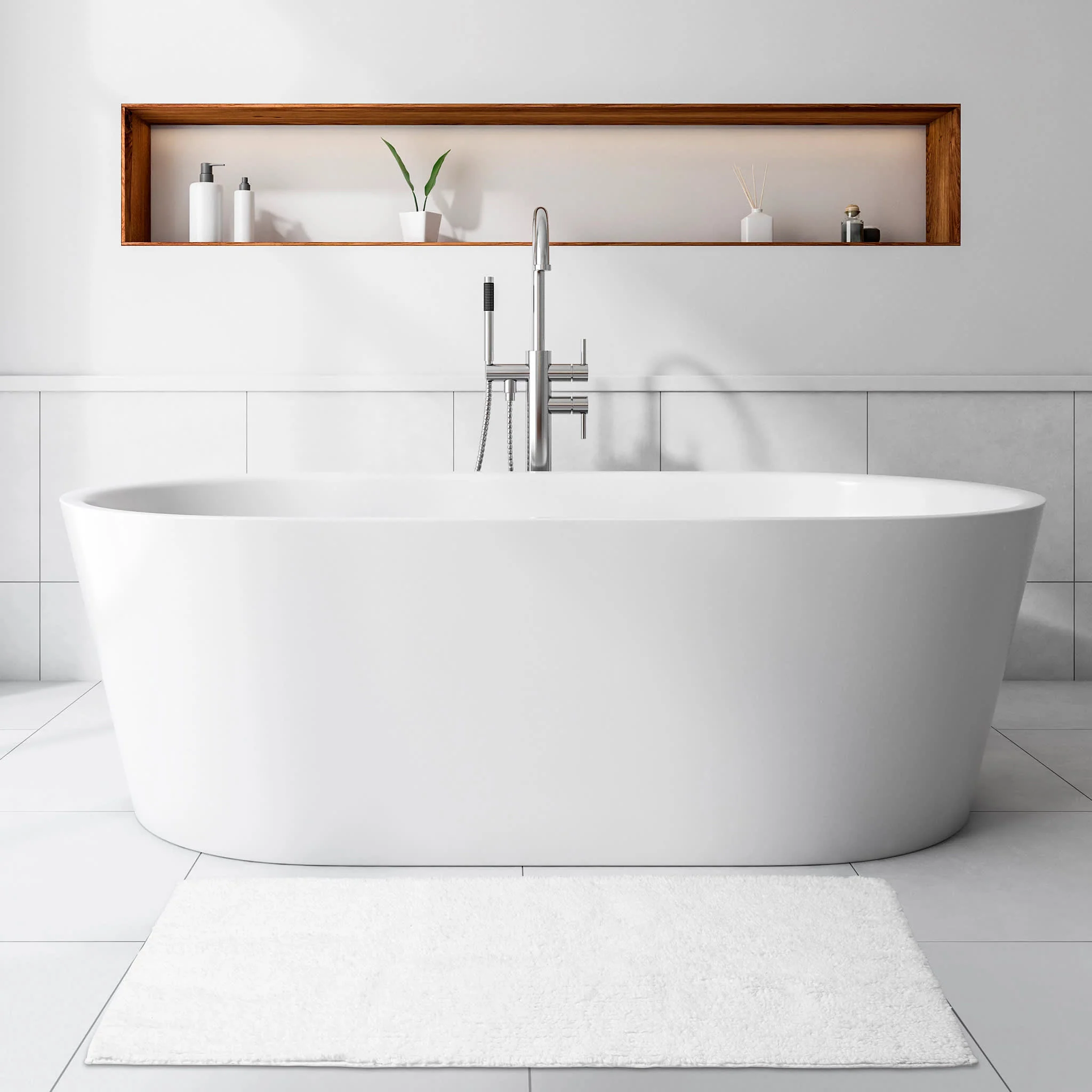 Reversible Solid Bath Rug | White