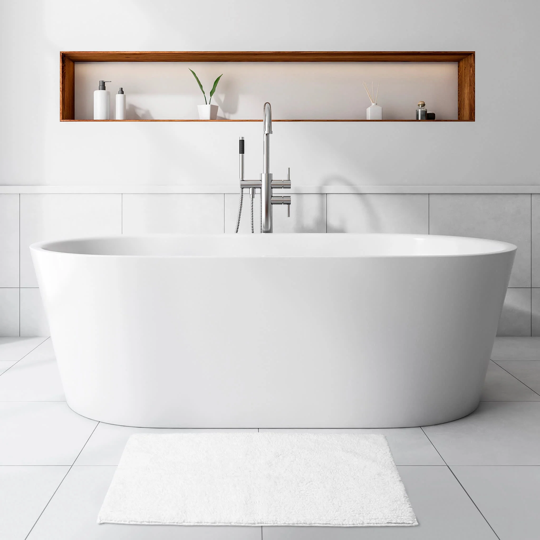 Reversible Solid Bath Rug | White - Image 2