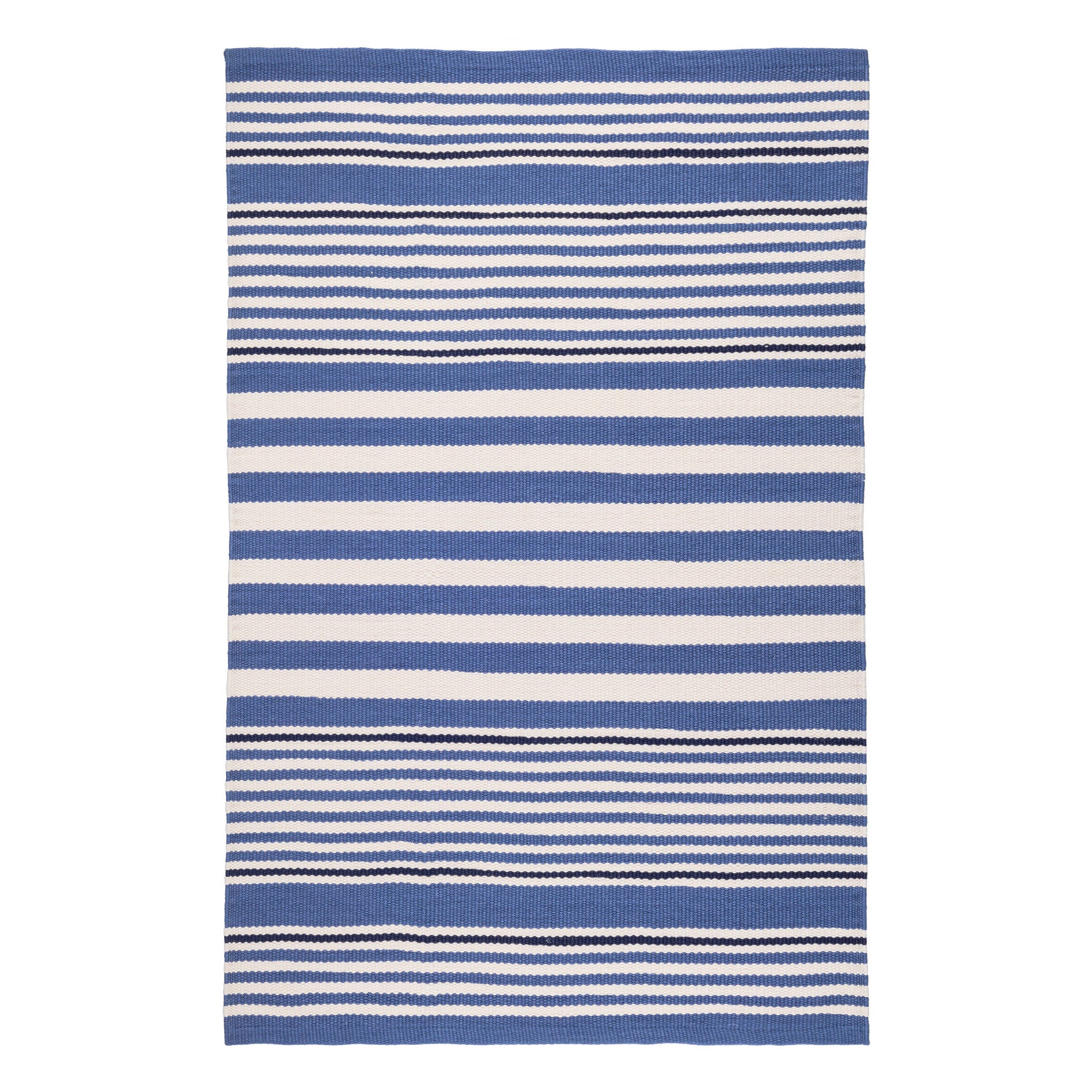 Rugby Stripe Handwoven Indoor/Outdoor Rug | Denim - Image 2