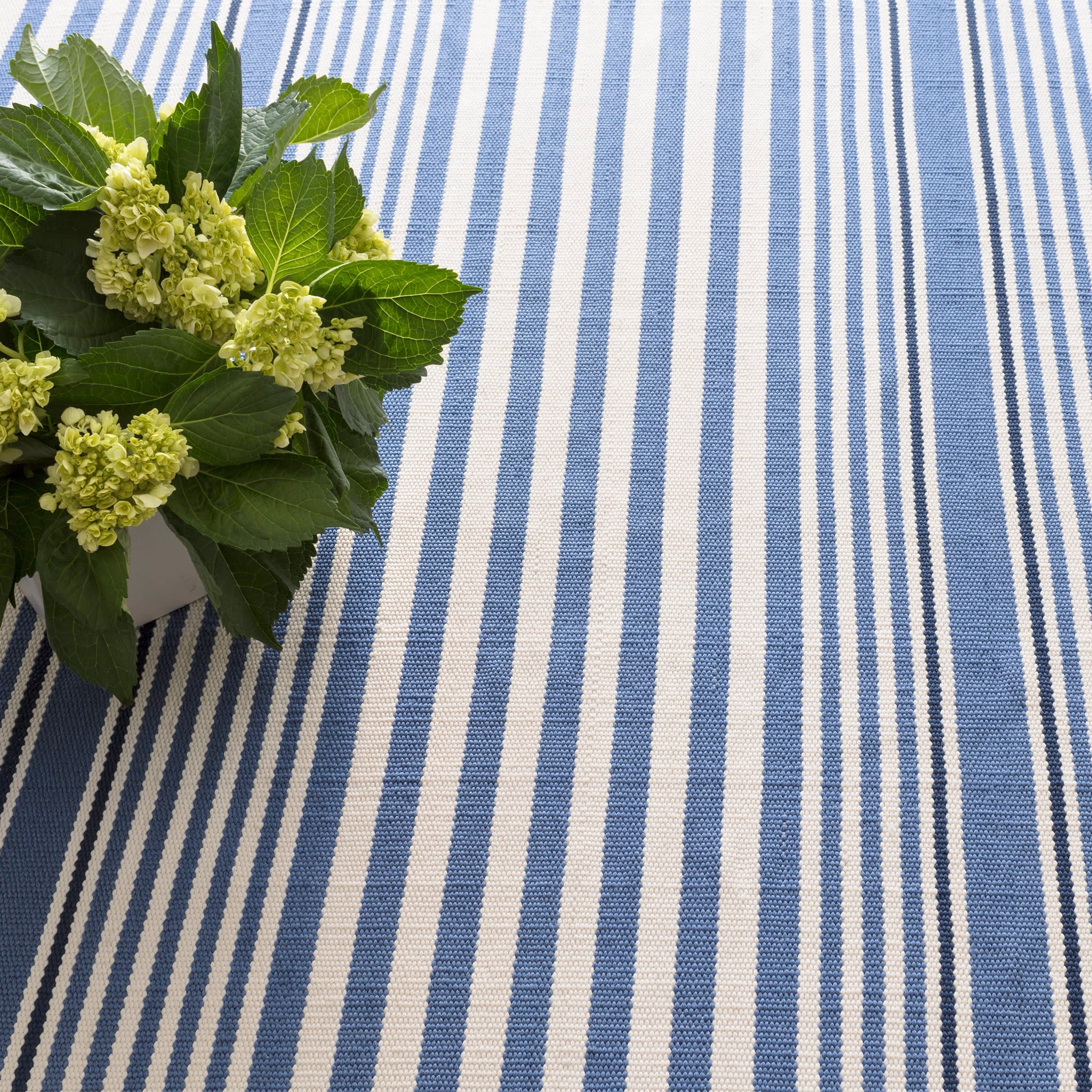 Rugby Stripe Handwoven Indoor/Outdoor Rug | Denim - Image 4