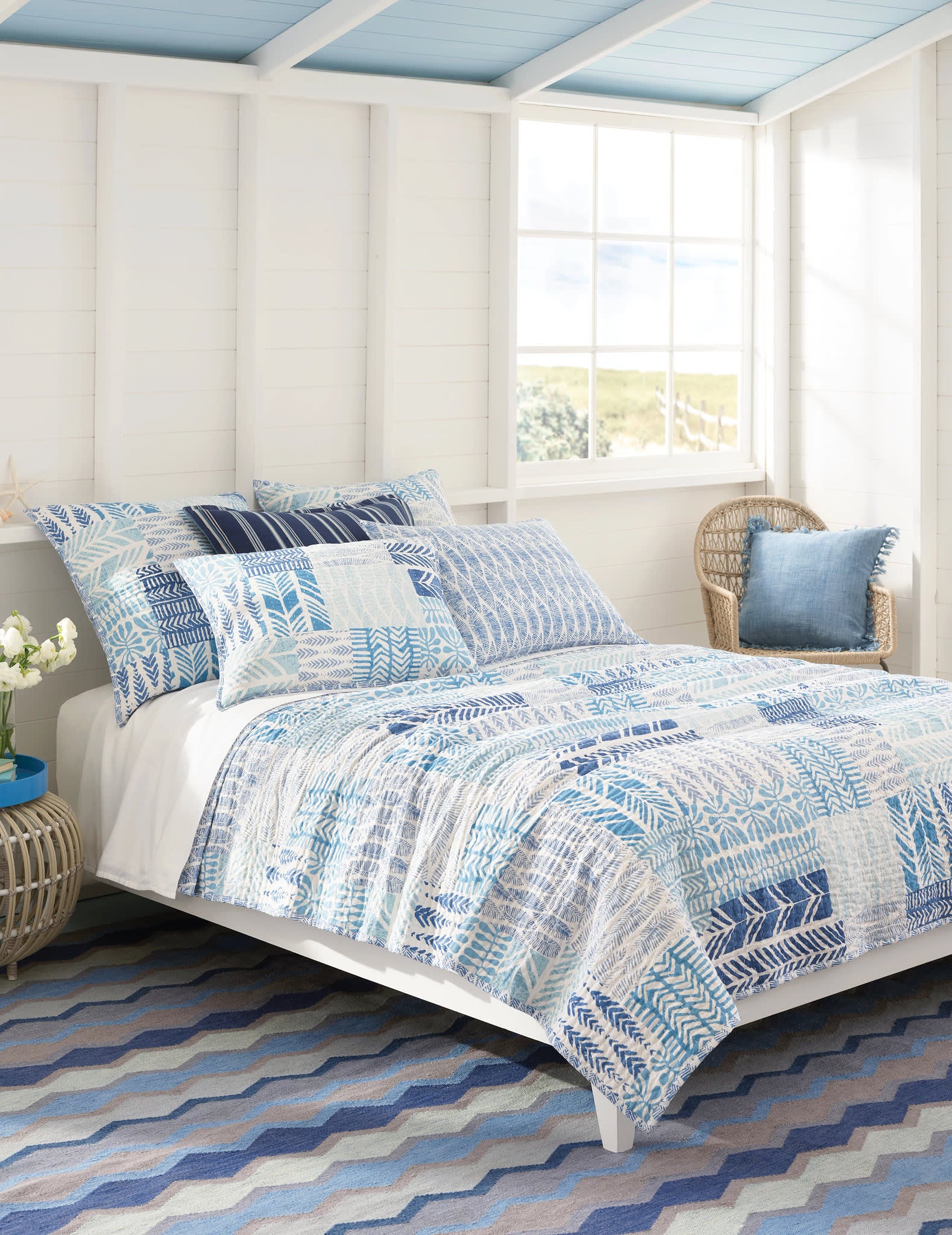 Block Print Patchwork Sham | Blue - Image 2