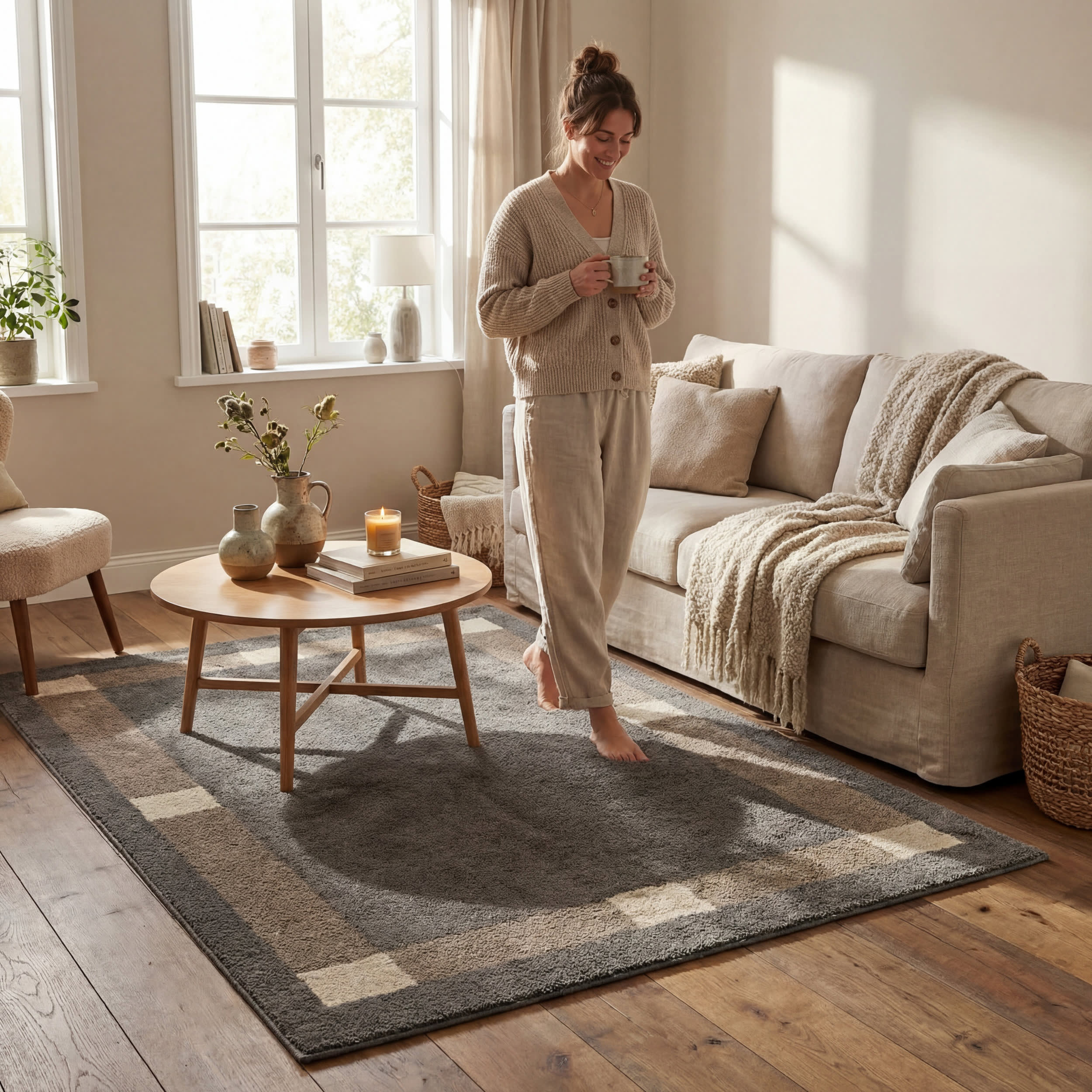 Silja Bordered Rug | Slate - Image 9