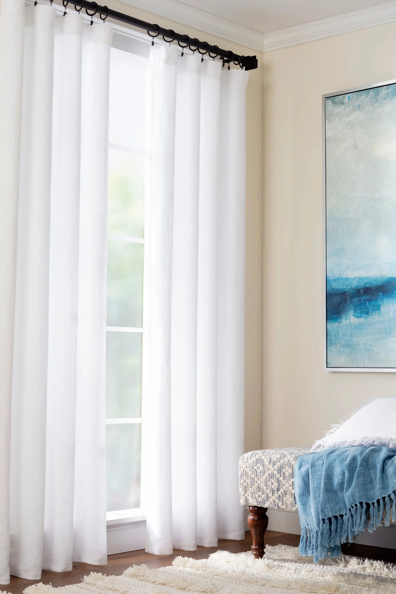 Stone Washed Linen Curtain Panel | White - Image 2