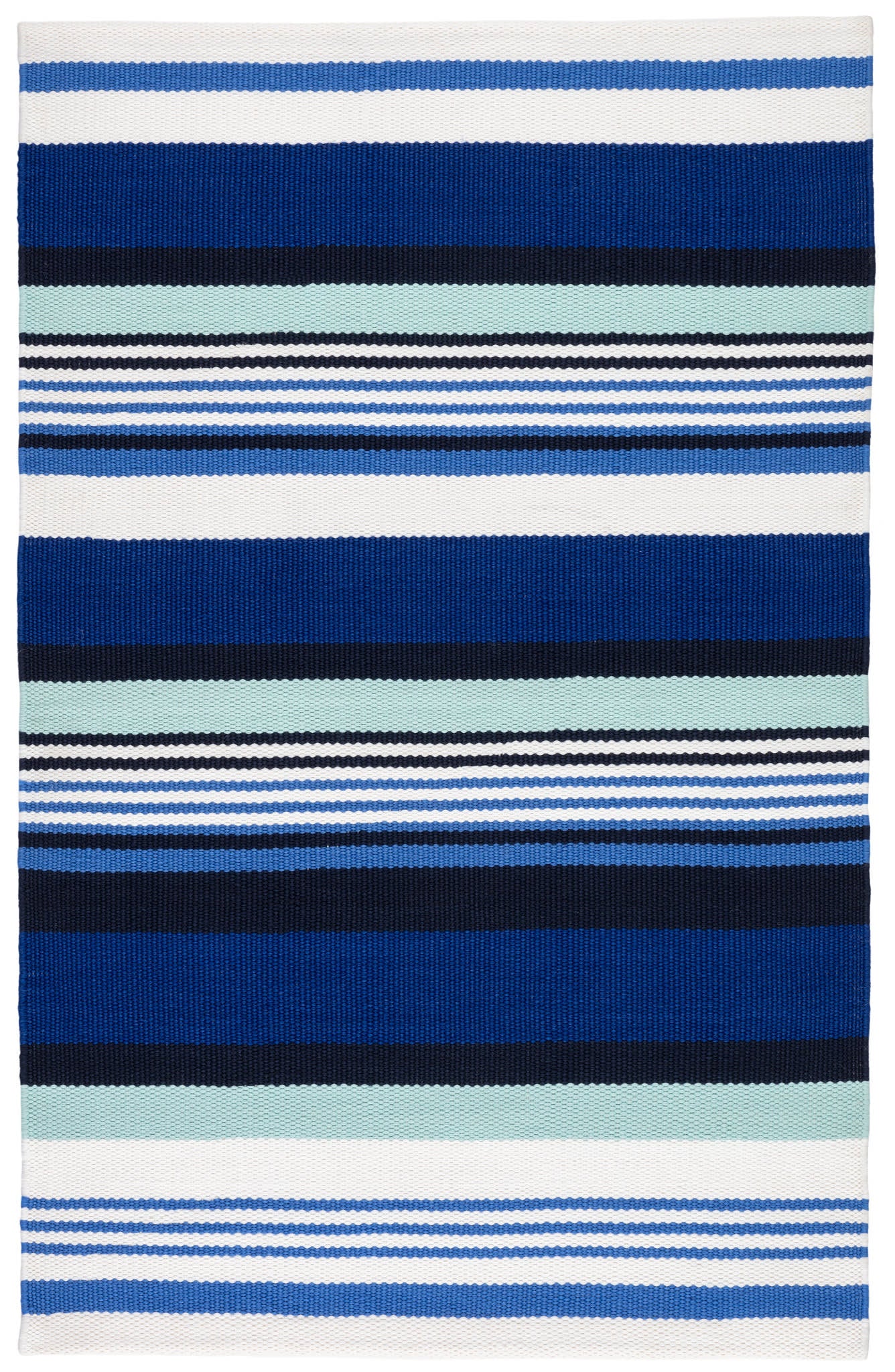Sunny Stripe Blue Handwoven Indoor/Outdoor Rug Swatch - Image 2