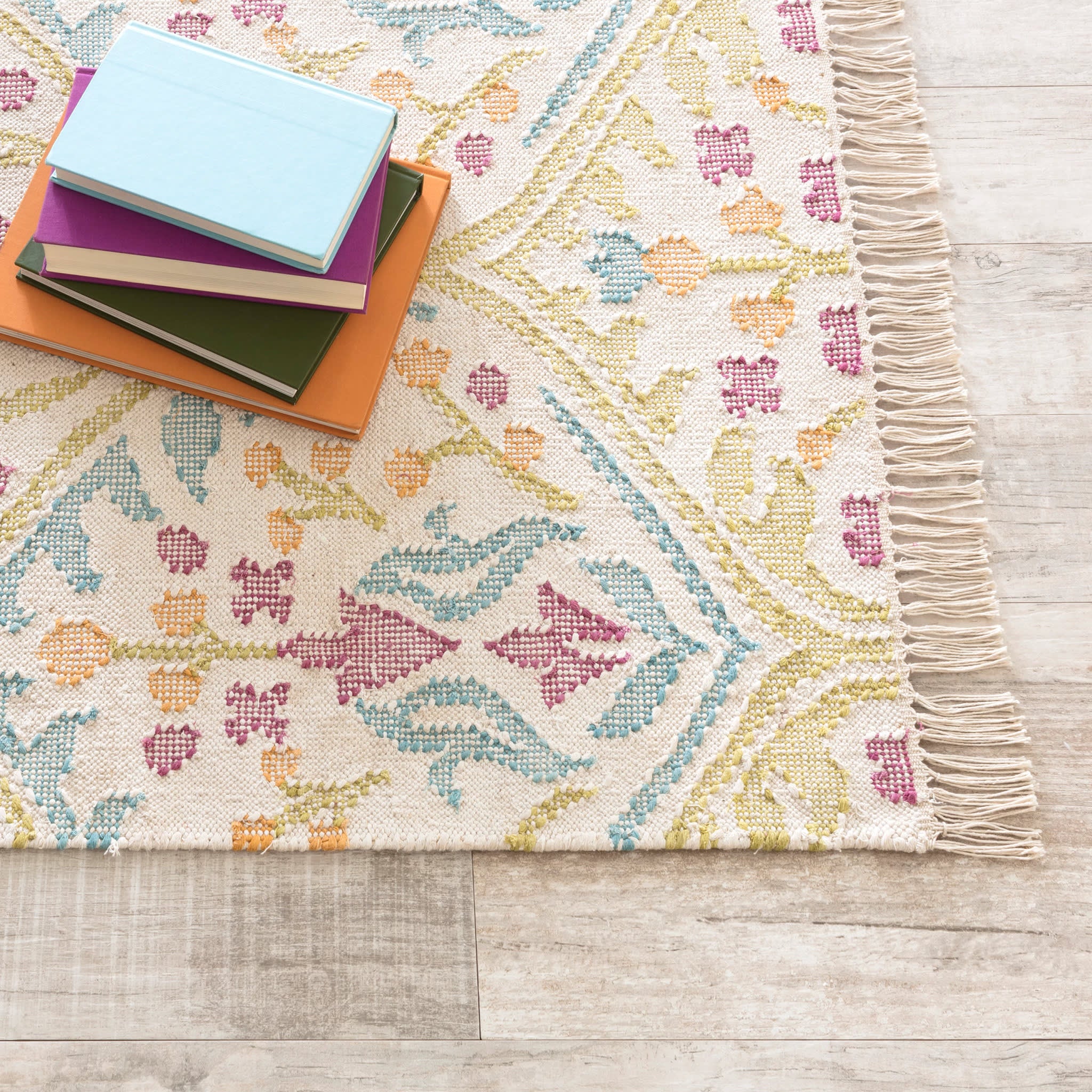 Tahlia Kilim Handwoven Cotton Rug | Multi - Image 3