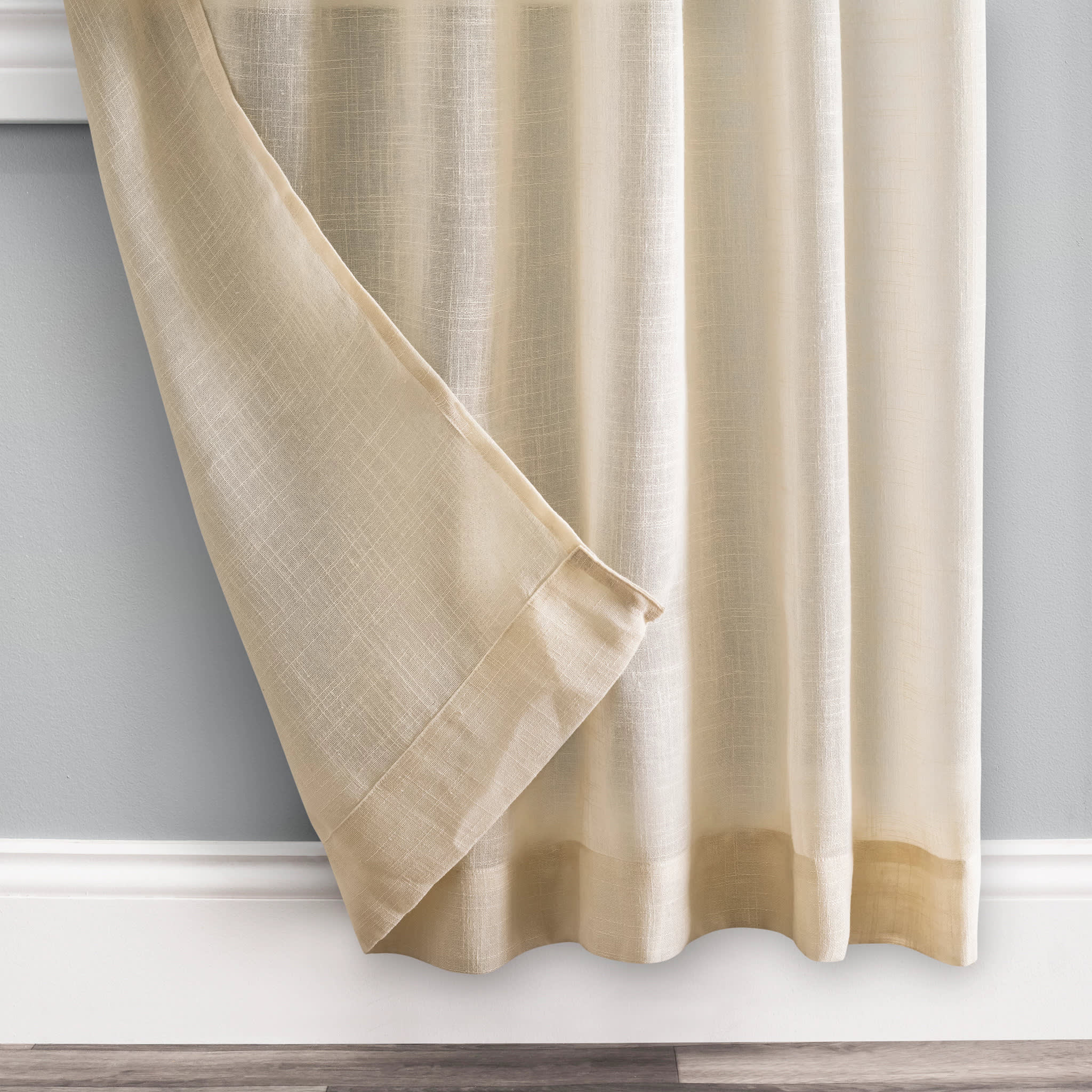 Textured Solid Curtain Panel Pair | Natural - Image 3