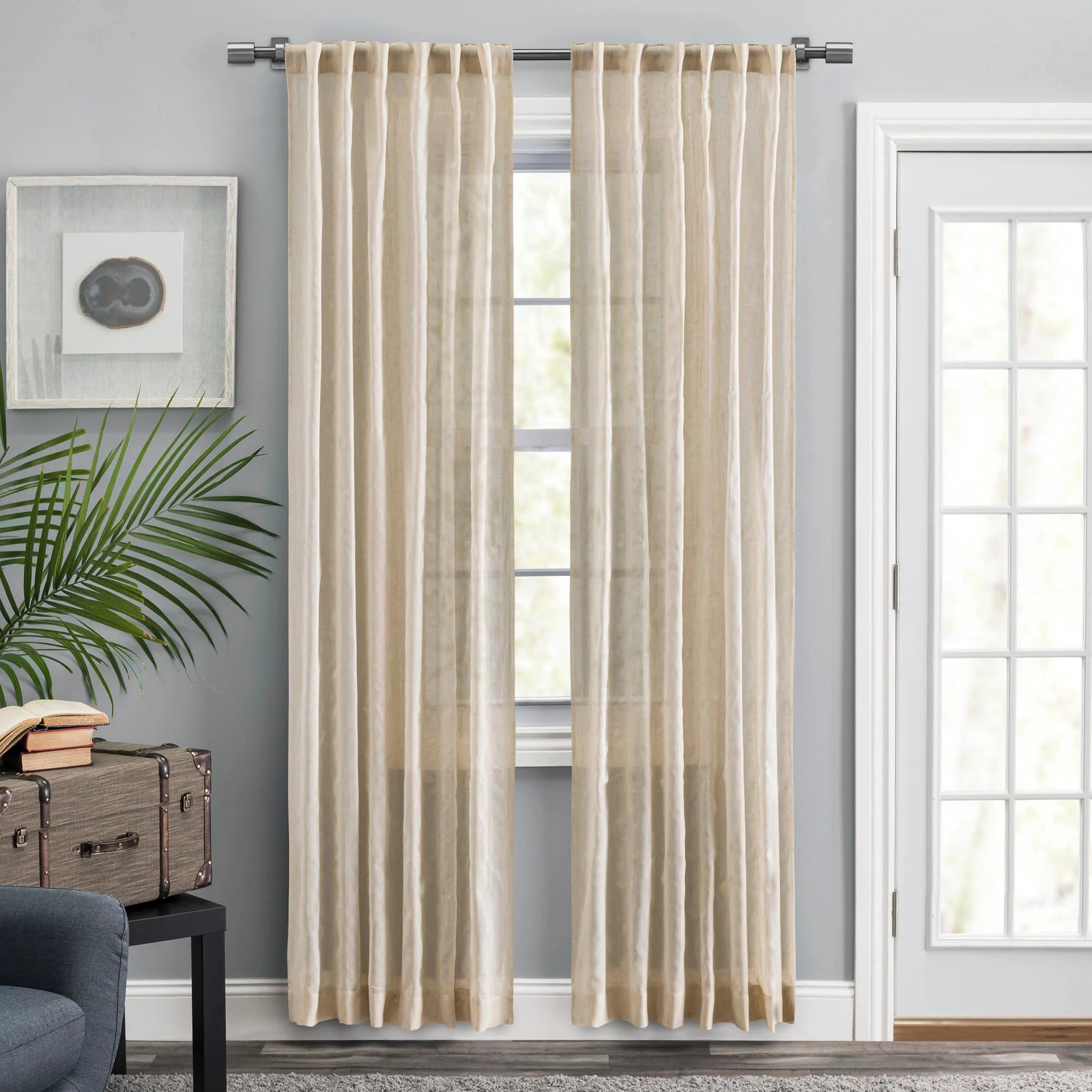 Textured Stripe Curtain Panel Pair | Natural - Image 2