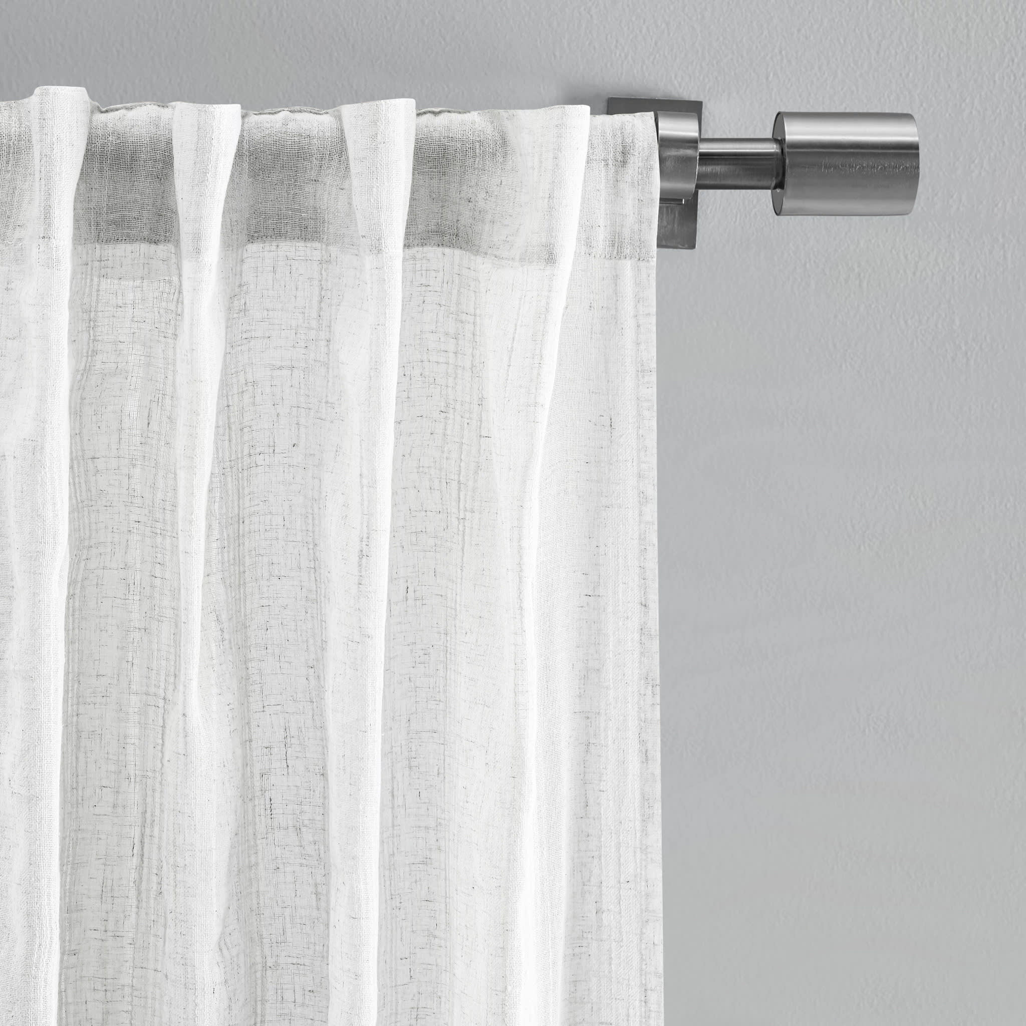 Textured Stripe Curtain Panel Pair | White