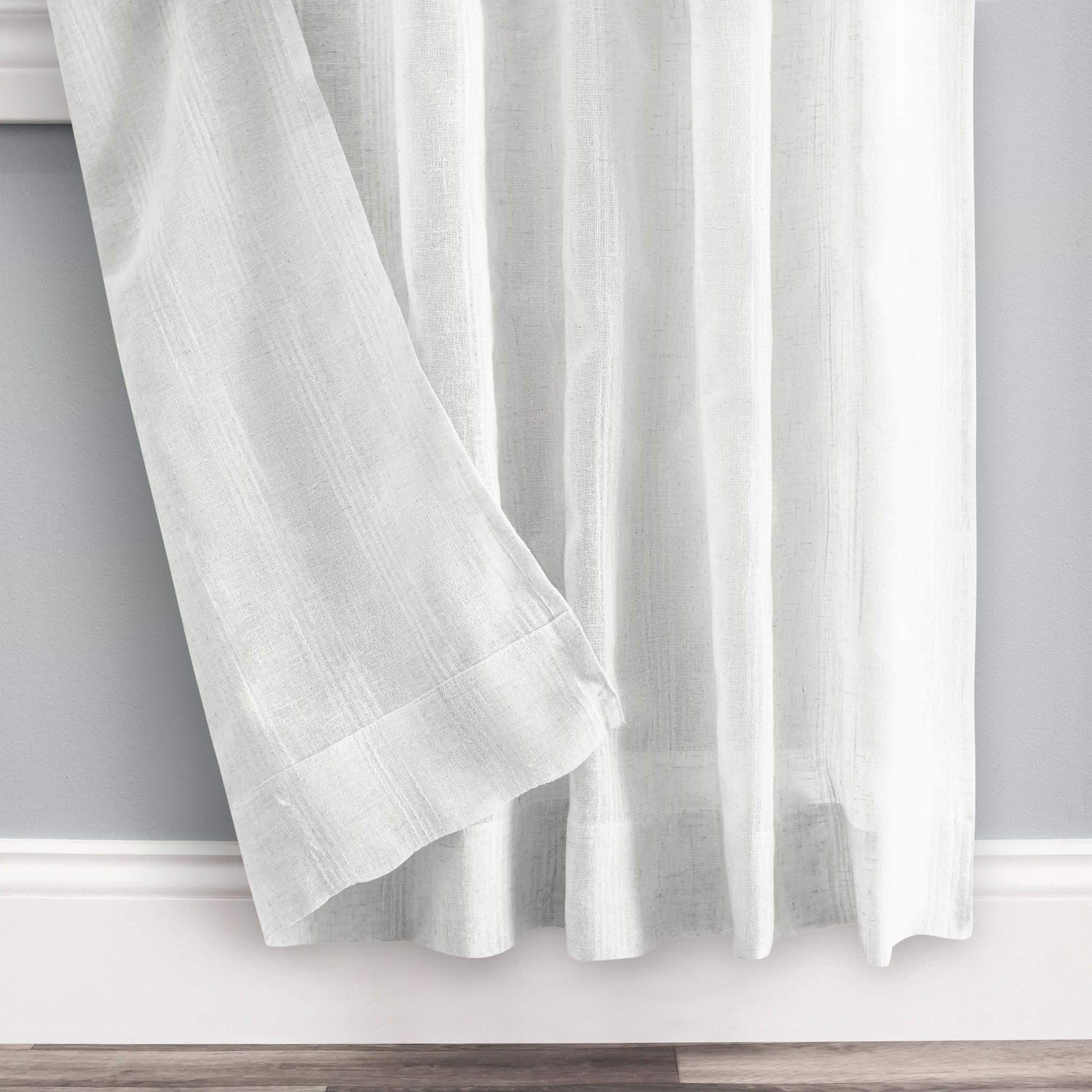 Textured Stripe Curtain Panel Pair | White - Image 3