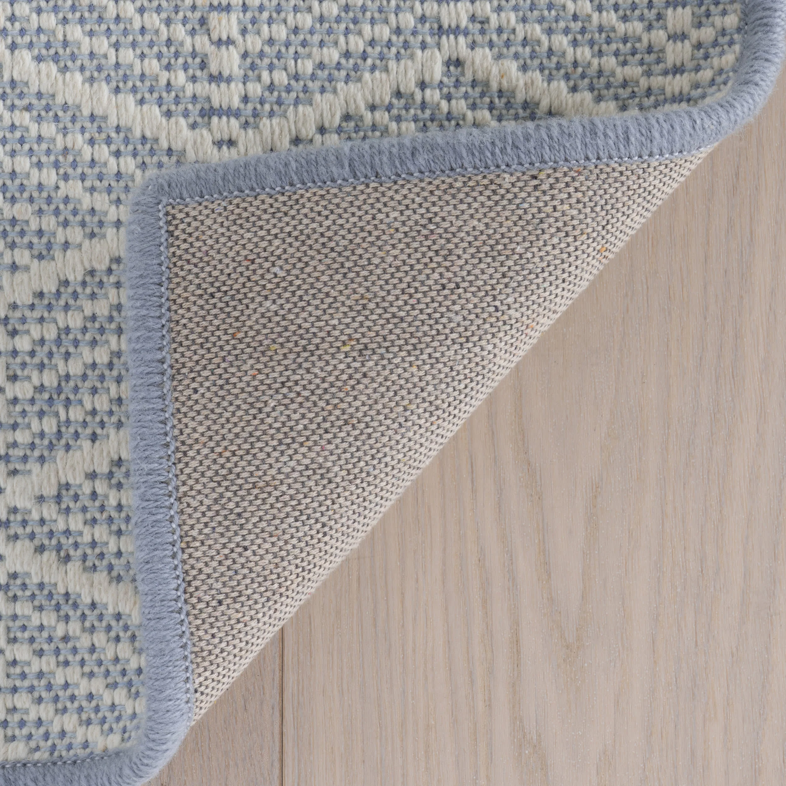 Vivi Chevron Woven Wool Custom Rug | Blue - Image 3