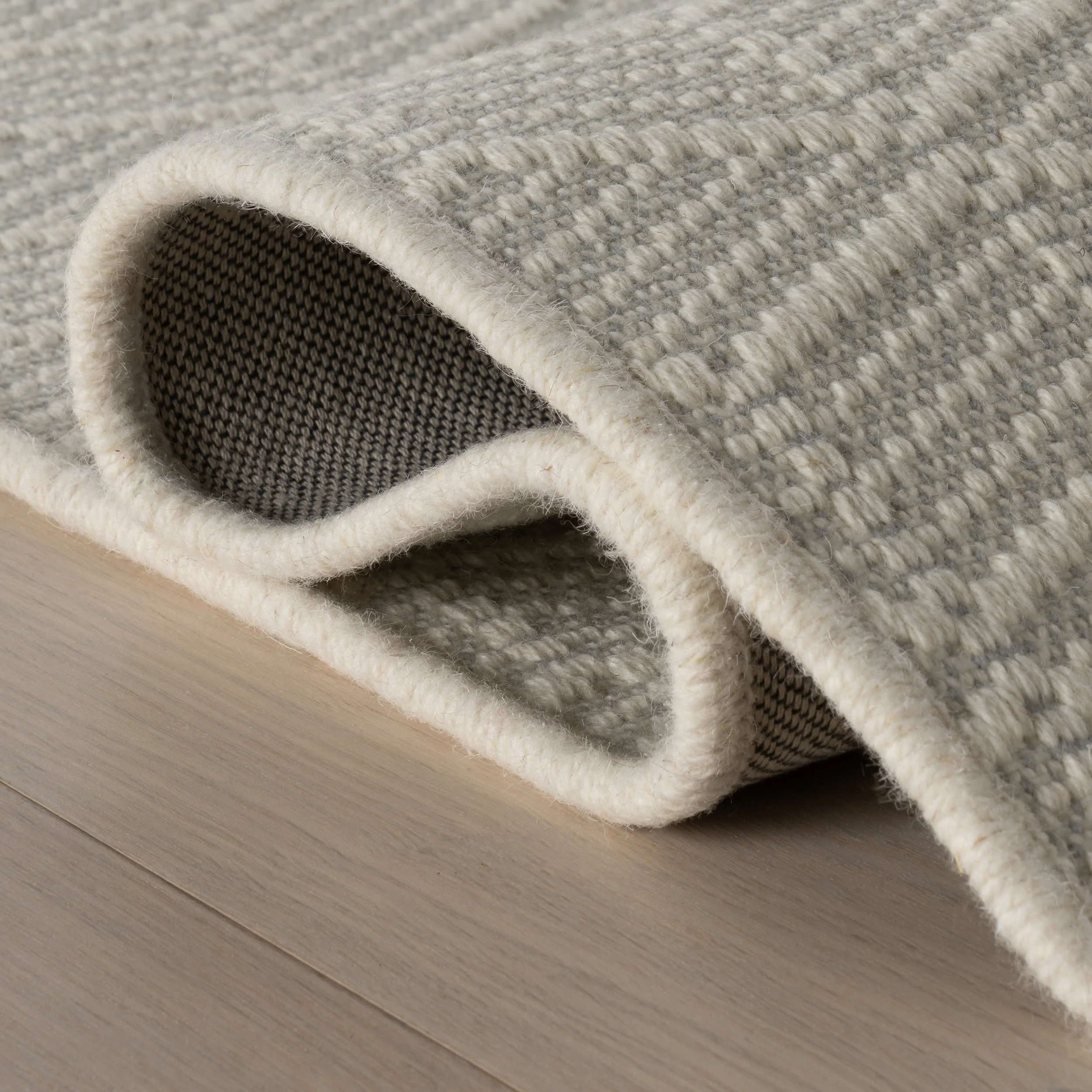 Vivi Chevron Woven Wool Custom Rug | Grey - Image 6