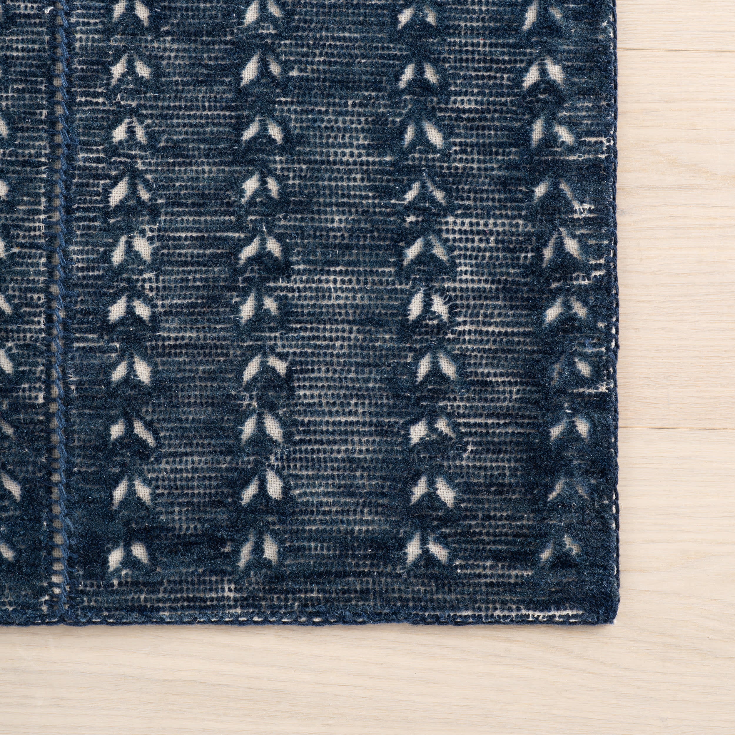 Vox Chevron Handmade Wool Rug | Navy - Image 4