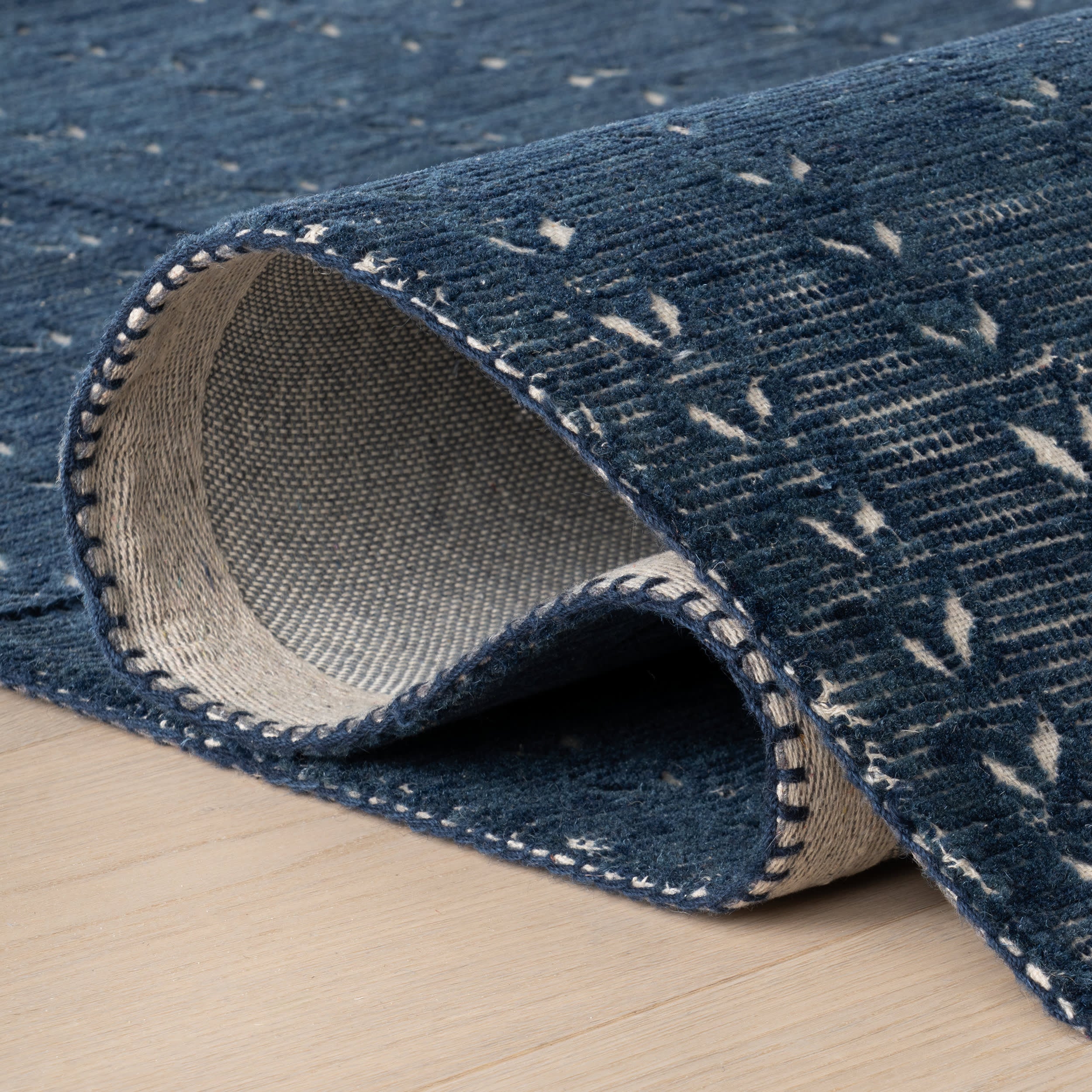 Vox Chevron Handmade Wool Rug | Navy - Image 6