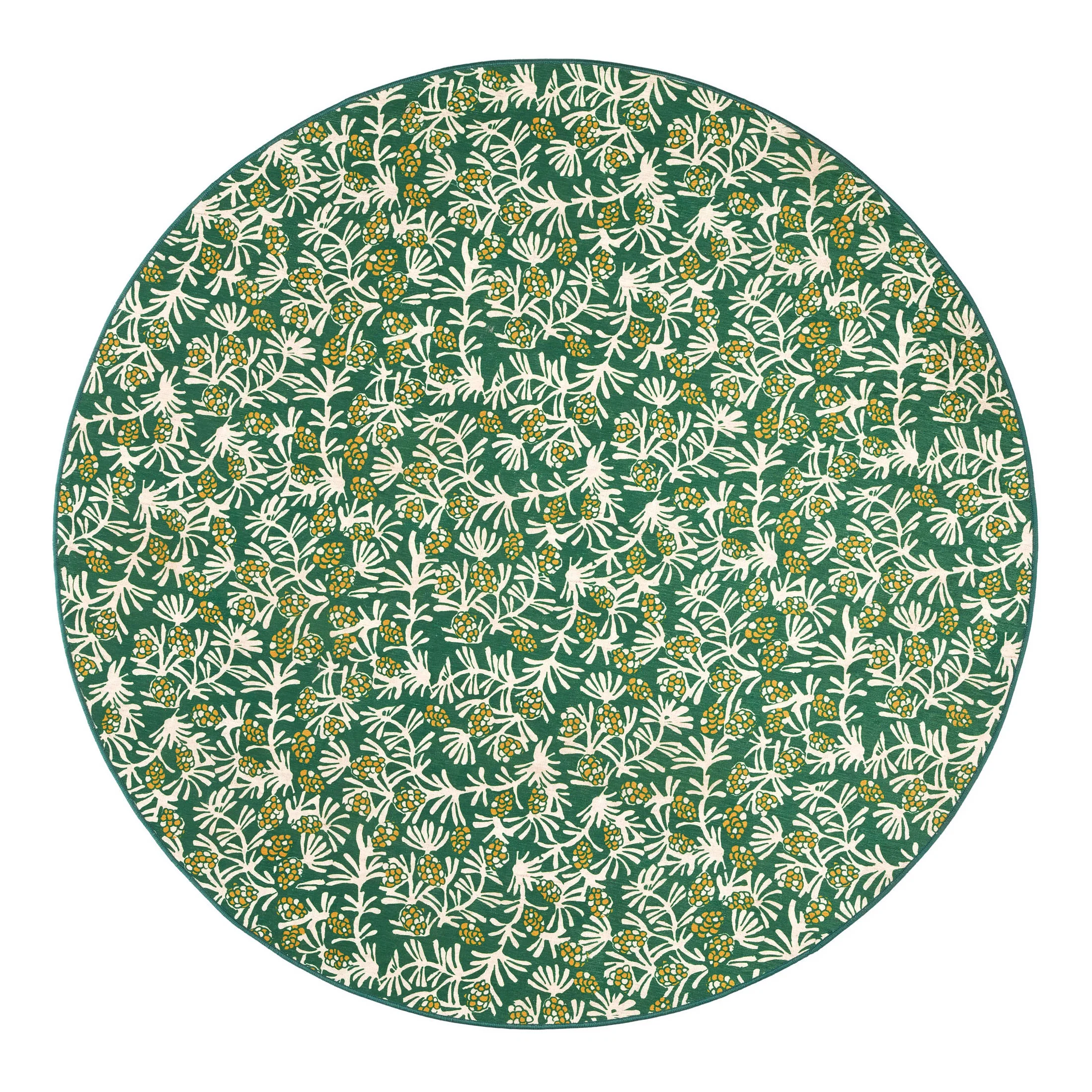Winter Pinecones Machine Washable Rug | Green - Image 3