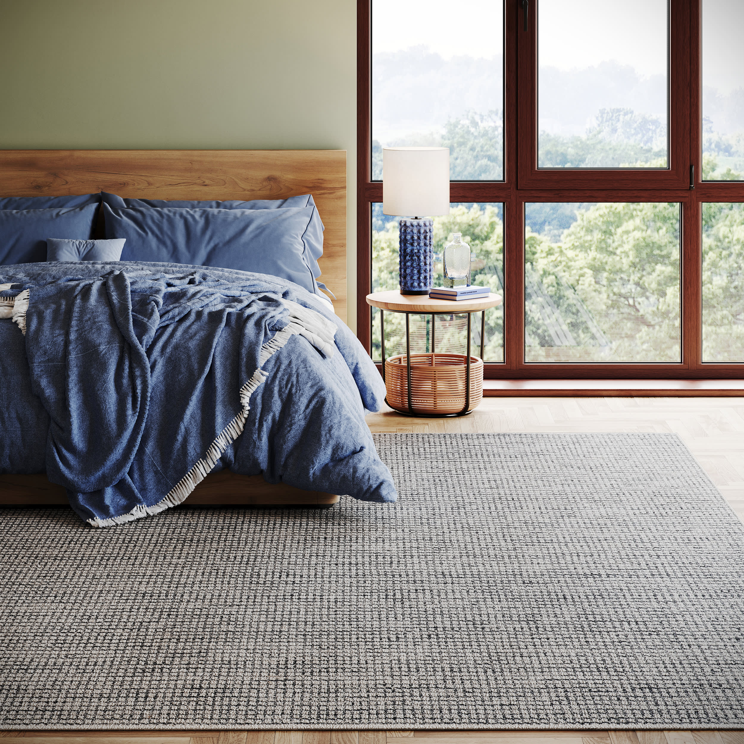 Yadira Geometric Woven Wool Custom Rug | Black - Image 2