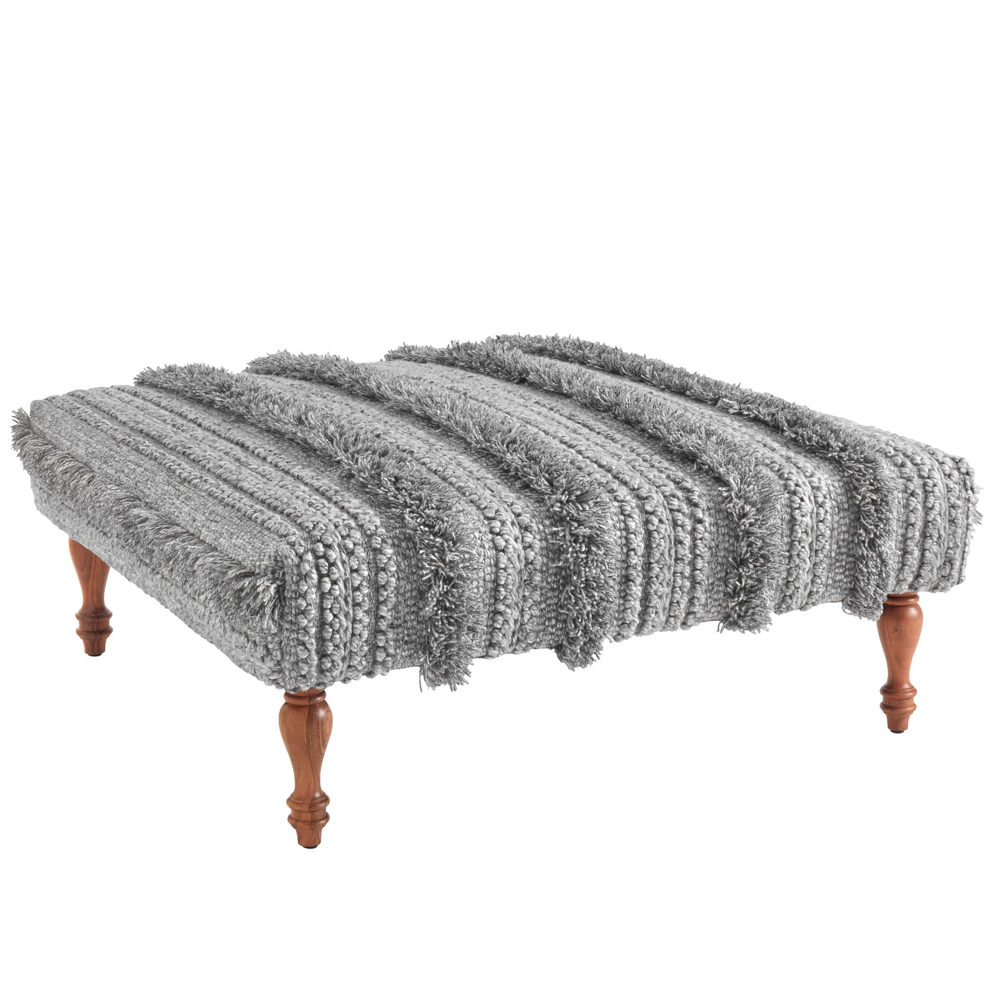 Zhara Stripe Rug Ottoman | Grey - Image 2