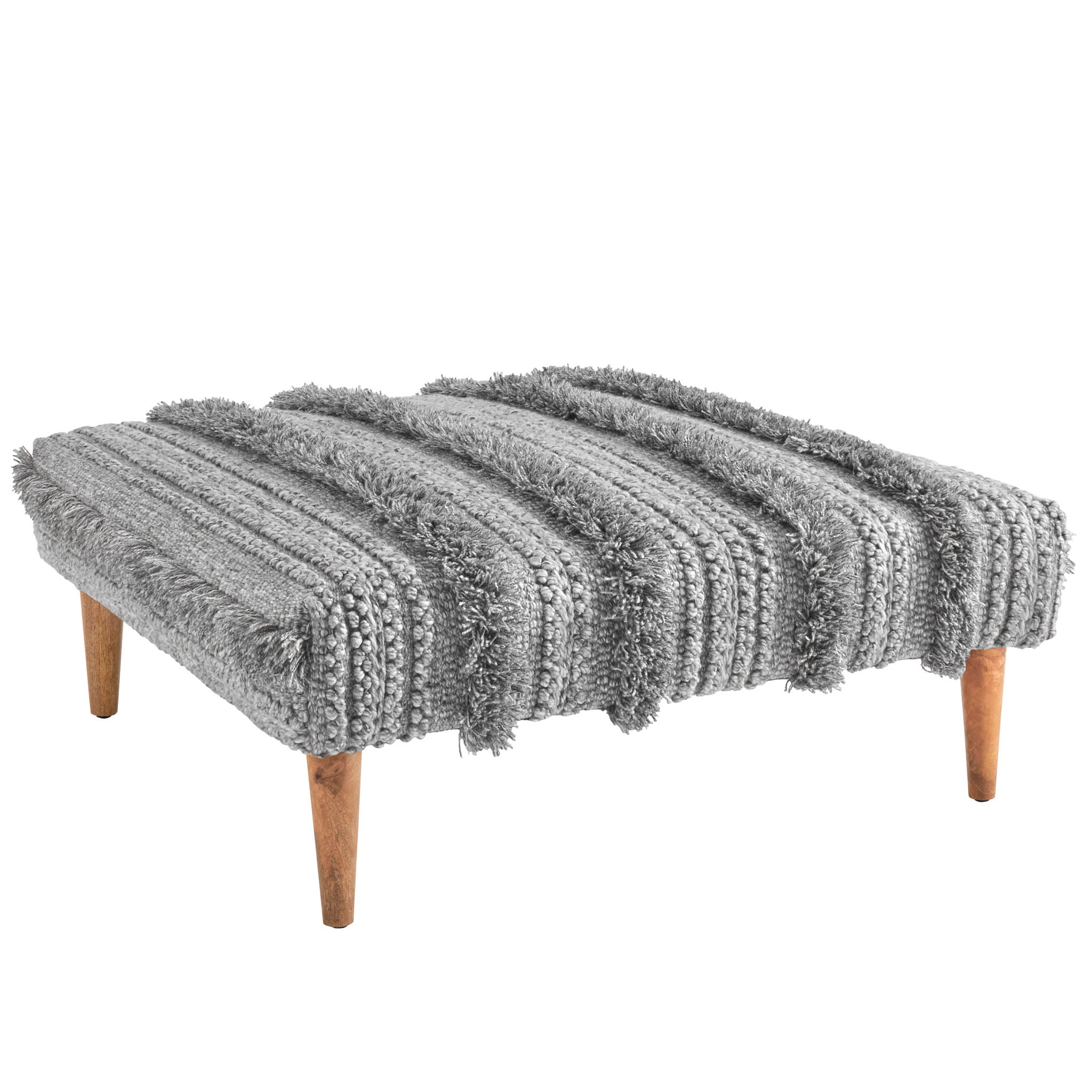 Zhara Stripe Rug Ottoman | Grey - Image 3